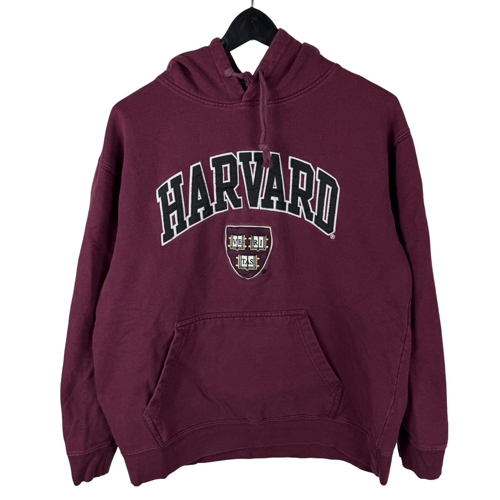 Mens Y2K Harvard University Embroidered College Pullover Hoodie Size M